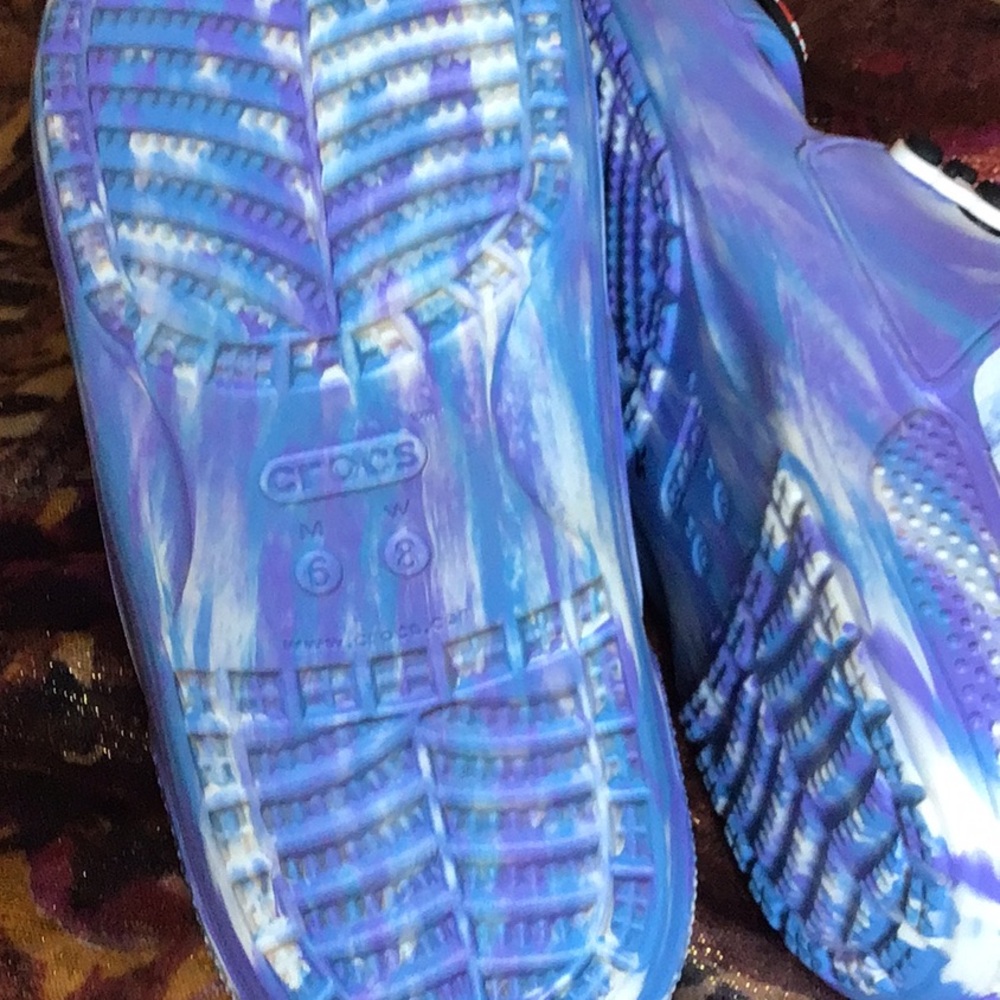 Crocs Blue and Purple Slide Sandals. NWOT - Picture 6 of 6